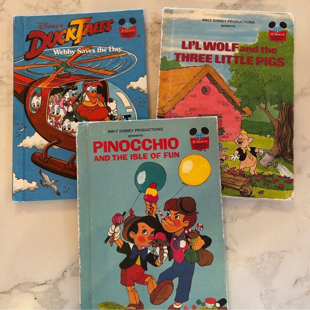 Disney DuckTales, Li'l Wolf, and Pinocchio Book Trio